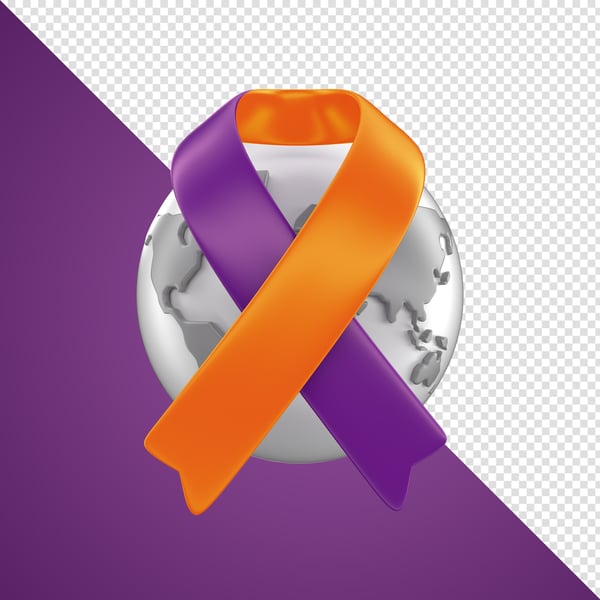 ELEMENTO 3D FEVEREIRO LARANJA FEVEREIRO ROXO LAÇO PNG