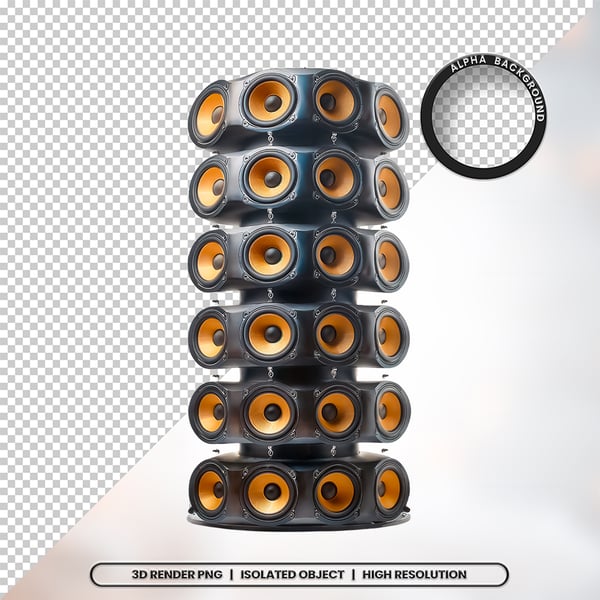 3D RENDER CAIXA DE SOM ELEMENTO ÍCONE PSD PNG 8