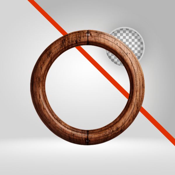 ARO DE MADEIRA 3D, RODA, CÍRCULO COM FUNDO ABERTO, FUNDO TRANSPARENTE, ELEMENTO PNG, ELIPSE, ARTEZANATO