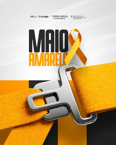 CAMPANHA DE CONSCIENTIZAÇÃO TRÂNSITO MAIO AMARELO SOCIAL MEDIA PSD EDITÁVEL 8