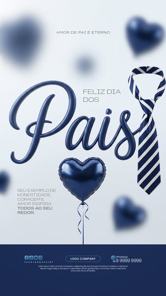 FELIZ DIA DOS PAIS BANNER COMEMORATIVO FAMÍLIA SOCIAL MEDIA PSD EDITÁVEL 3 STORY