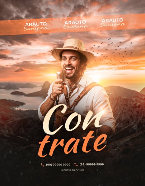 FLYER CONTRATE PARA CANTOR DE FORRÓ PSD TEMPLATE