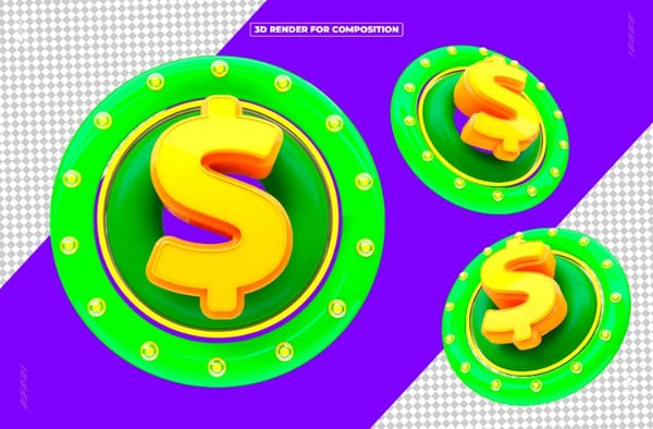 ÍCONE DINHEIRO 3D REDES SOCIAIS