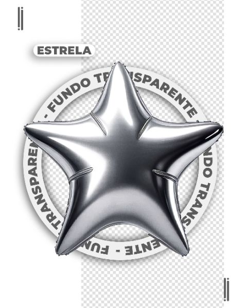 ESTRELA BALÃO PRATEADA | FELIZ ANO NOVO | IMAGEM SEM FUNDO | PNG | PSD EDITÁVEL