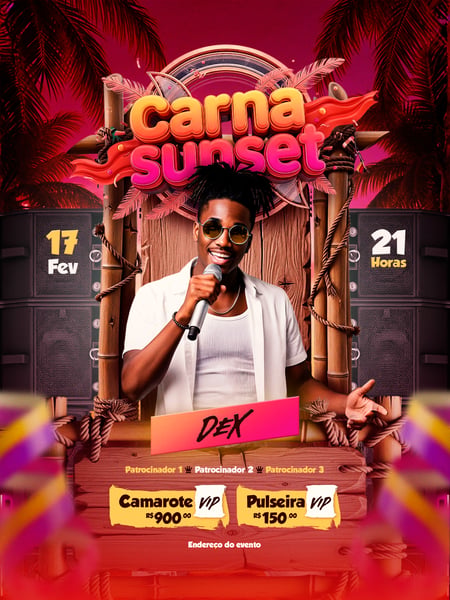 FLYER EDITÁVEL DE CARNAVAL - CARNA SUNSET