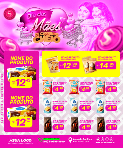 ENCARTE OFERTAS DIA DAS MÃES REDES SOCIAIS EDITÁVEL