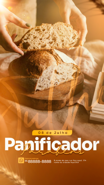 STORIES FRASE 08 DE JULHO DIA DO PANIFICADOR FEED PANIFICADORA SOCIAL MEDIA PSD