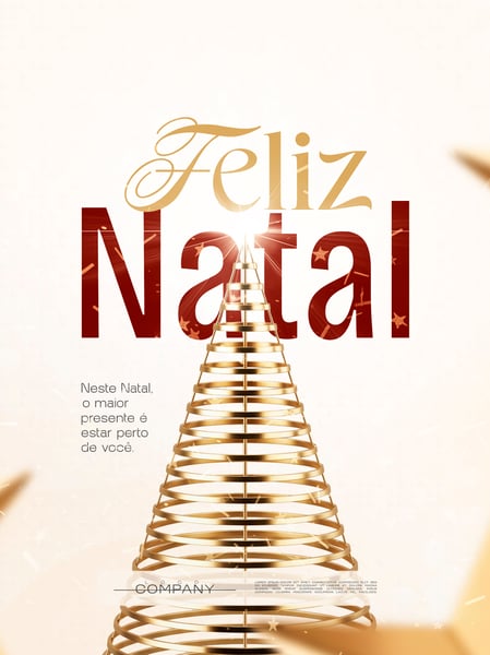 FELIZ NATAL ÁRVORE DOURADA MINIMALISTA SOCIAL MEDIA FLYER PSD EDITÁVEL