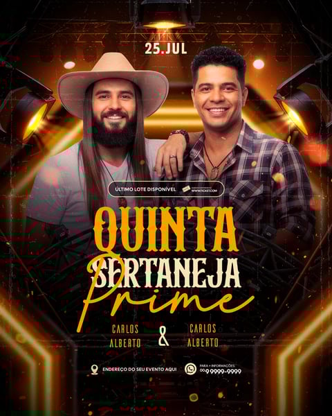 FLYER PARA EVENTO SHOW ARTISTA SERTANEJO PSD EDITÁVEL FEED 5