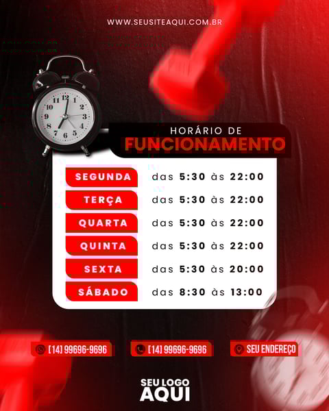 POST - ACADEMIA - HORÁRIO DE FUNCIONAMENTO