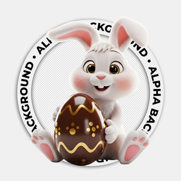 COELHINHO DA PÁSCOA BRANCO SEGURANDO UM OVO DE CHOCOLATE 07