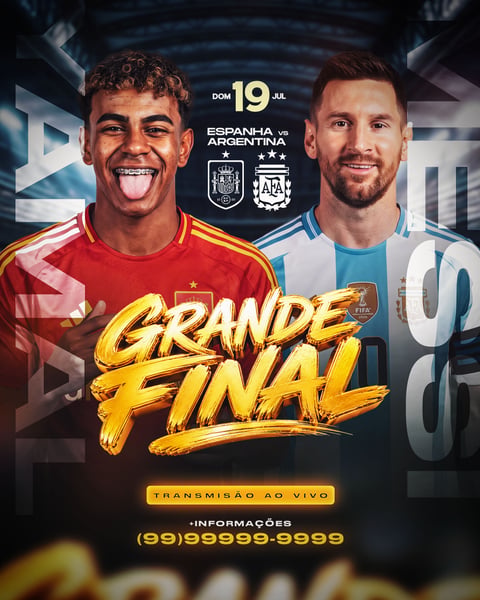 FLYER GRANDE FINAL ESPANHA X ARGENTINA 03 PSD EDITÁVEL