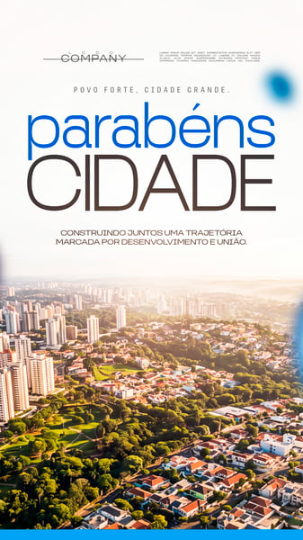 ANIVERSÁRIO DA CIDADE VISTA AÉREA URBANA SOCIAL MEDIA FLYER PSD EDITÁVEL STORY