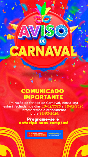 AVISO DE FERIADO PARA CARNAVAL MODELO 03 STORY