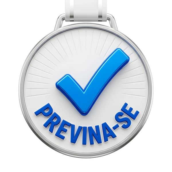 MEDALHA SUSPENSA PREVENÇÃO MARCA VERIFICAÇÃO AZUL