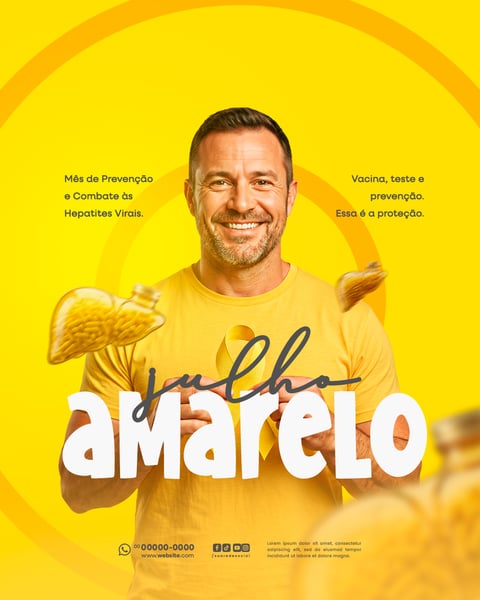 JULHO AMARELO CAMPANHA DE PREVENÇÃO E COMBATE ÀS HEPATITES VIRAIS SOCIAL MEDIA PSD EDITÁVEL 2