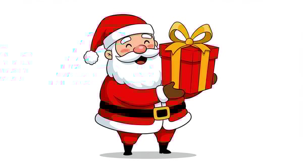 IMAGEM DE PAPAI NOEL ILUSTRAÇÃO SEGURANDO PRESENTE VERMELHO