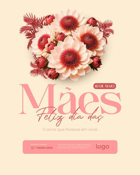 DIA DAS MÃES O AMOR QUE FLORESCE SOCIAL MEDIA PSD EDITÁVEL FEED 2