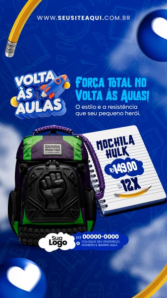 STORY ESCOLA VOLTA ÀS AULAS SOCIAL MEDIA PSD EDITÁVEL 2