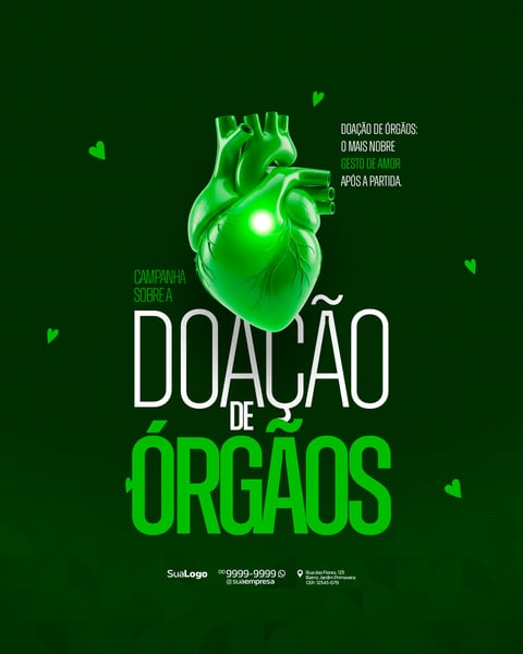 CAMPANHA SOBRE A DOAÇÃO DE ÓRGÃO SETEMBRO VERDE SOCIAL MEDIA PSD EDITÁVEL 3