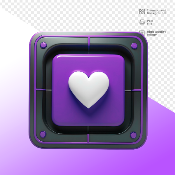 CORAÇÃO QUADRADO -  ELEMENTO 3D CORAÇÃO  PARA COMPOSIÇÃO