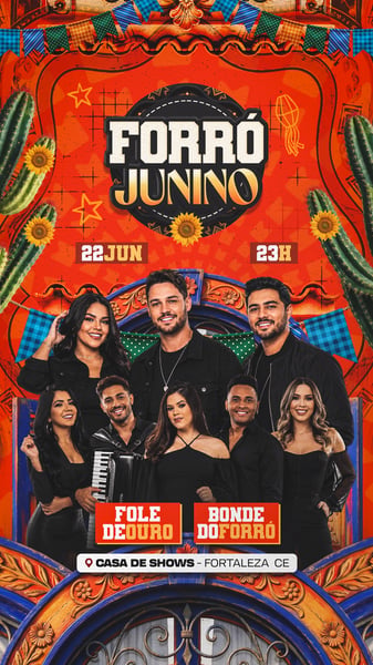 FLYER EVENTO SÃO JOÃO FESTIVAL JUNINO STORY PSD EDITÁVEL