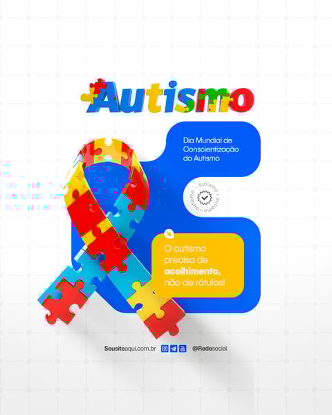 DIA MUNDIAL DE CONSCIENTIZAÇÃO DO AUTISMO 2 DE ABRIL SOCIAL MEDIA PSD EDITÁVEL