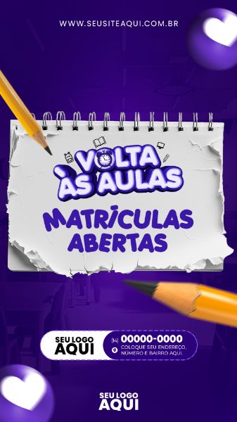 STORY | VOLTA ÀS AULAS | MATRÍCULAS ABERTAS | ESCOLA | PSD EDITÁVEL