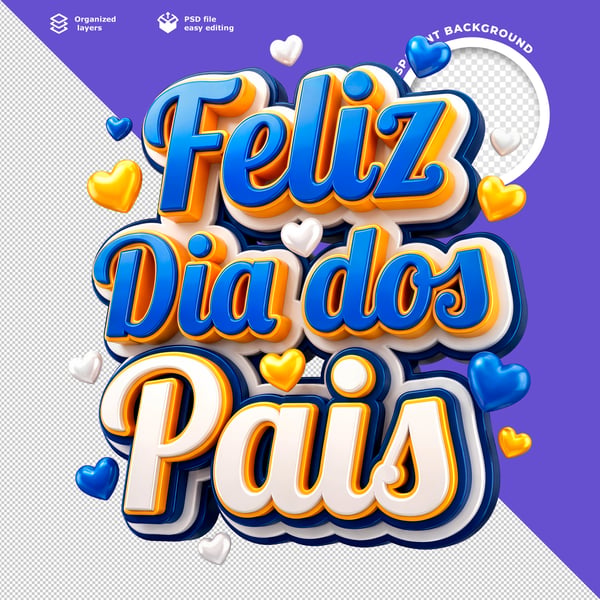 POST FEED DIA DOS PAIS FELIZ MODERNO AZUL ROSA AMARELO PSD EDITÁVEL