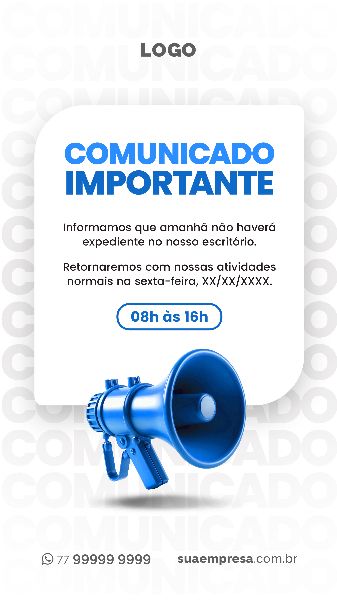 SOCIAL MEDIA PARA AVISOS E COMUNICADOS - AZUL