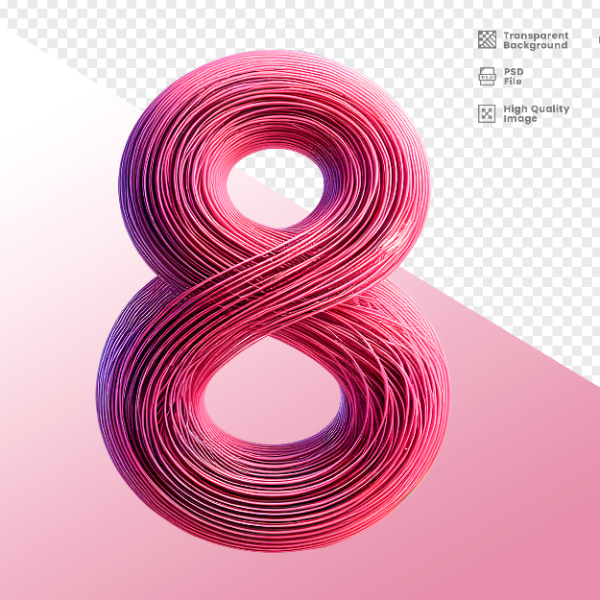 DIA DA MULHER -  ELEMENTO 3D NÚMERO 8 PARA COMPOSIÇÃO