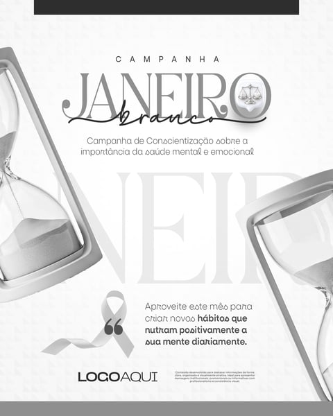 JANEIRO BRANCO EQUILÍBRIO MENTAL AMPULHETA SOCIAL MEDIA FLYER PSD EDITÁVEL