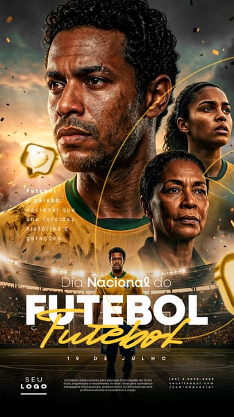 DIA NACIONAL DO FUTEBOL 19 DE JULHO STORY SOCIAL MEDIA PSD EDITÁVEL 2