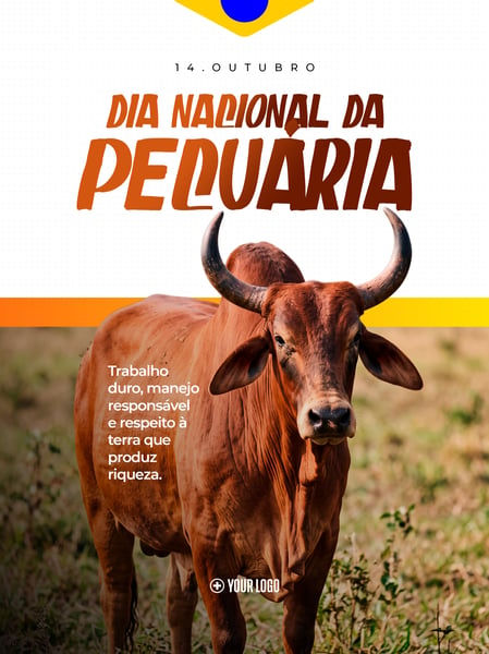 DIA NACIONAL DA PECUÁRIA GADO BOI SOCIAL MEDIA FLYER PSD EDITÁVEL