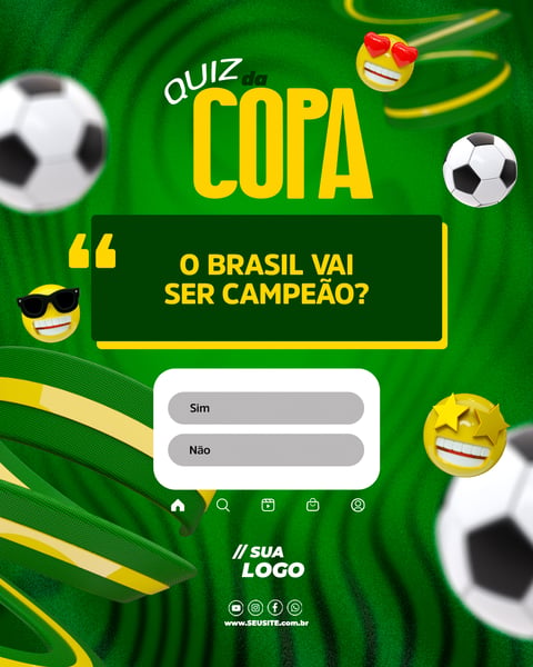 Post Instagram Quiz da Copa do Mundo PSD Editável
