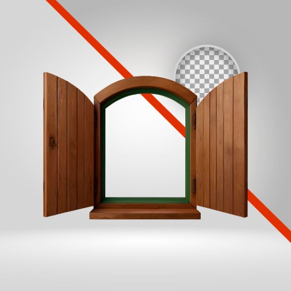 JANELA DE MADEIRA 3D ,  PARA SÃO JOÃO, FESTA JUNINA, SERTANEJO, ARCO, FUNDO TRANSPARENTE, ELEMENTO PNG 3D, SHOW