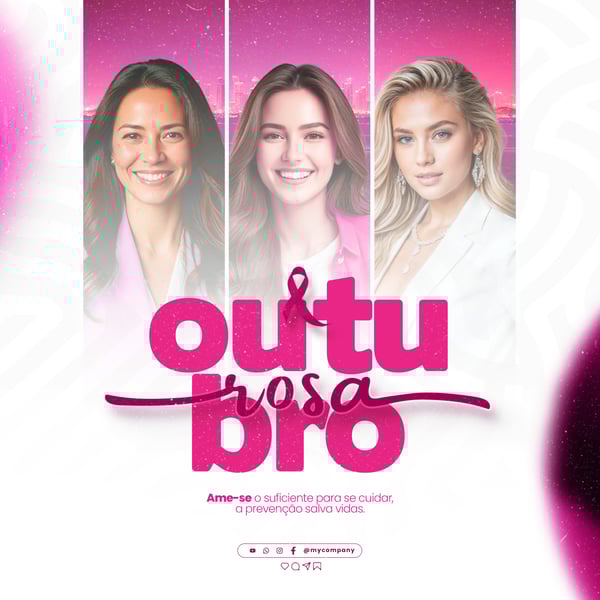OUTUBRO ROSA MÊS DE CONSCIENTIZAÇÃO SOBRE O CÂNCER DE MAMA SOCIAL MEDIA FLYER PSD EDITÁVEL H2