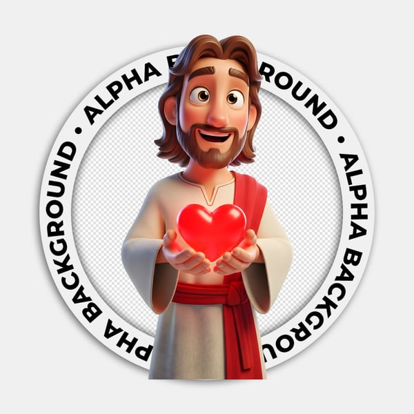 JESUS CRISTO SEGURANDO UM CORAÇÃO VERMELHO PERSONAGEM 3D 04