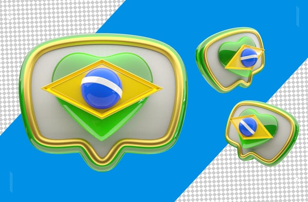 Ícone Brasil Coração Chat PSD Editável