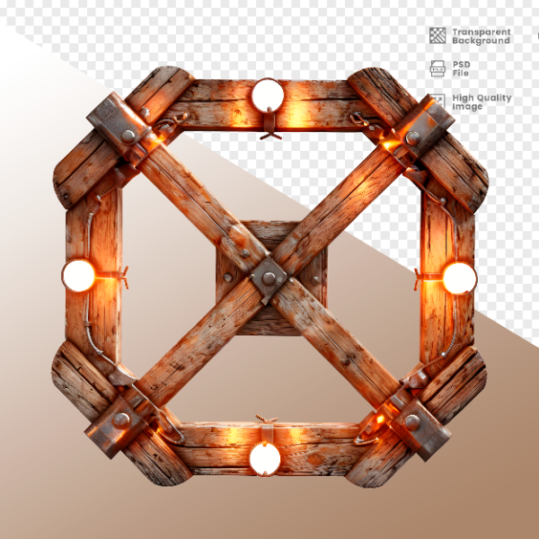 CÍRCULO DE MADEIRA COM LUZ - ELEMENTO 3D PARA COMPOSIÇÃO - WOOD