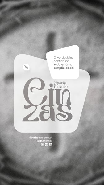 QUARTA-FEIRA DE CINZAS QUARESMA CRISTÃO CATÓLICO SOCIAL MEDIA PSD EDITÁVEL