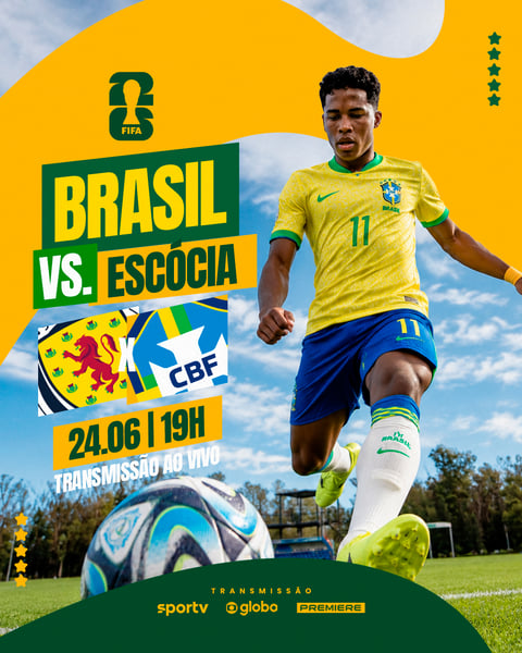 BRASIL X ESCÓCIA ENDRICK COPA DO MUNDO 2026 PSD EDITÁVEL
