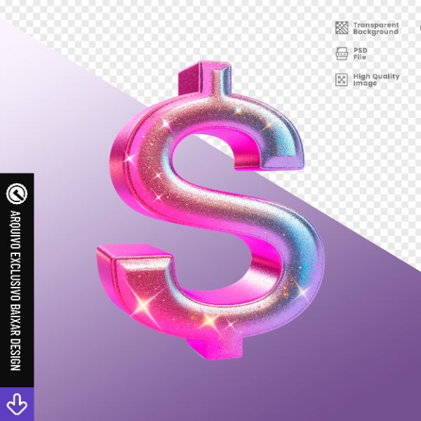 SÍMBOLO DO DÓLAR COM GLITTER - ELEMENTO PARA COMPOSIÇÃO