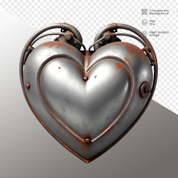 CORAÇÃO FERRO E MADEIRA  ELEMENTO 3D PARA COMPOSIÇÃO - HEART