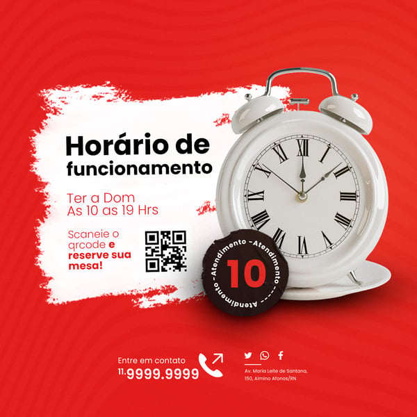 RESTAURANTE - HORÁRIO DE FUNCIONAMENTO