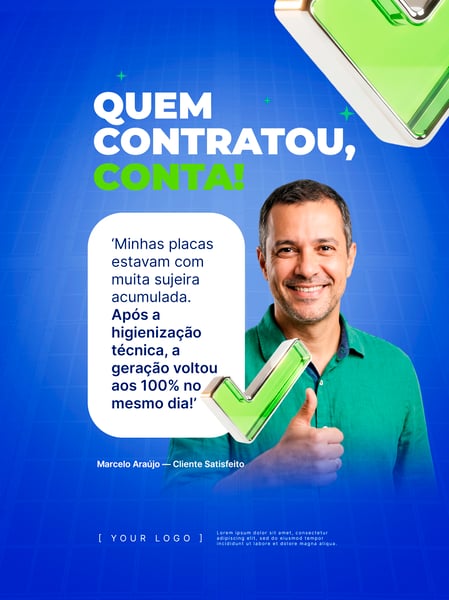 DEPOIMENTO ENERGIA SOLAR SOCIAL MEDIA FLYER PSD EDITÁVEL