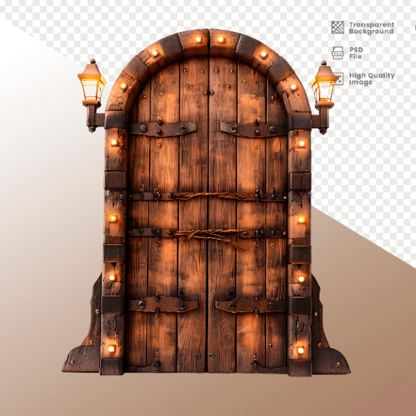 PORTA DE MADEIRA COM LUZ - ELEMENTO 3D PARA COMPOSIÇÃO