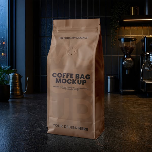 EMBALAGEM PARA PÓ DE CAFÉ PSD EDITÁVEL MOCKUP