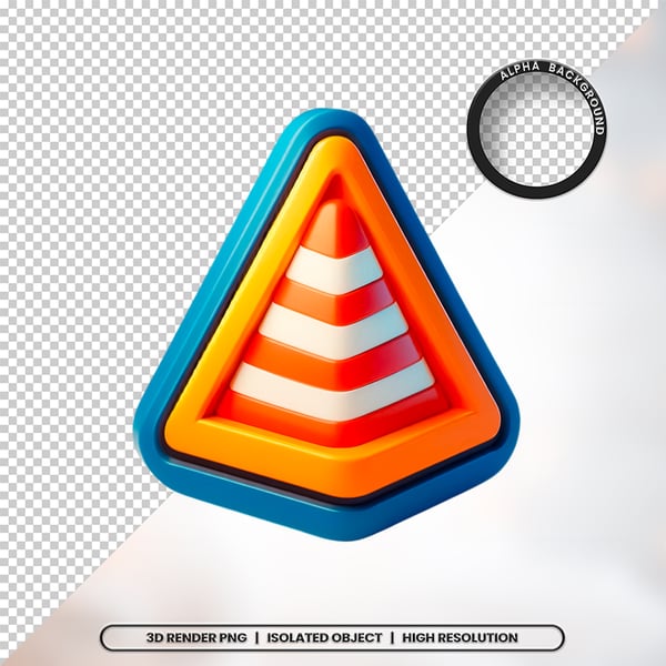 3D RENDER CONE CONSTRUÇÃO ELEMENTO ÍCONE PSD PNG