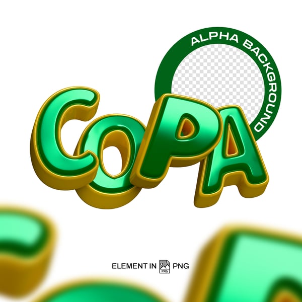 TEXTO 3D COPA VERDE E DOURADO TEMA FUTEBOL BRASIL